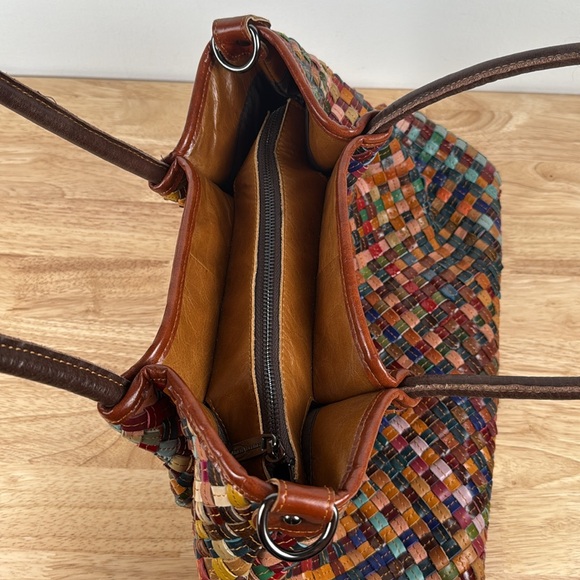 Ameri Leather Mosaic Woven Multi-Color Leather Bag - Picture 5 of 16